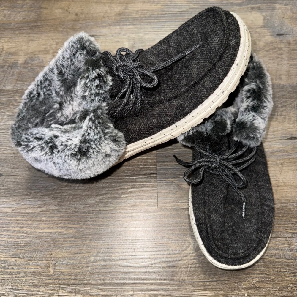 Hey Dude Britt Black Faux Fur Lined Ankle Boots Womens Size 8 121774900 Black
